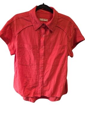 We The Free Girls' Red Short-Sleeve Button Front Top